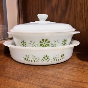 Glasbake Green Daisy Set